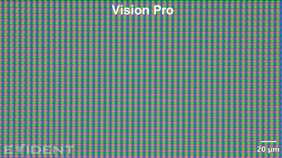 iFixit 用显微镜观察 Vision Pro 的 MicroOLED 显示真正的分辨率