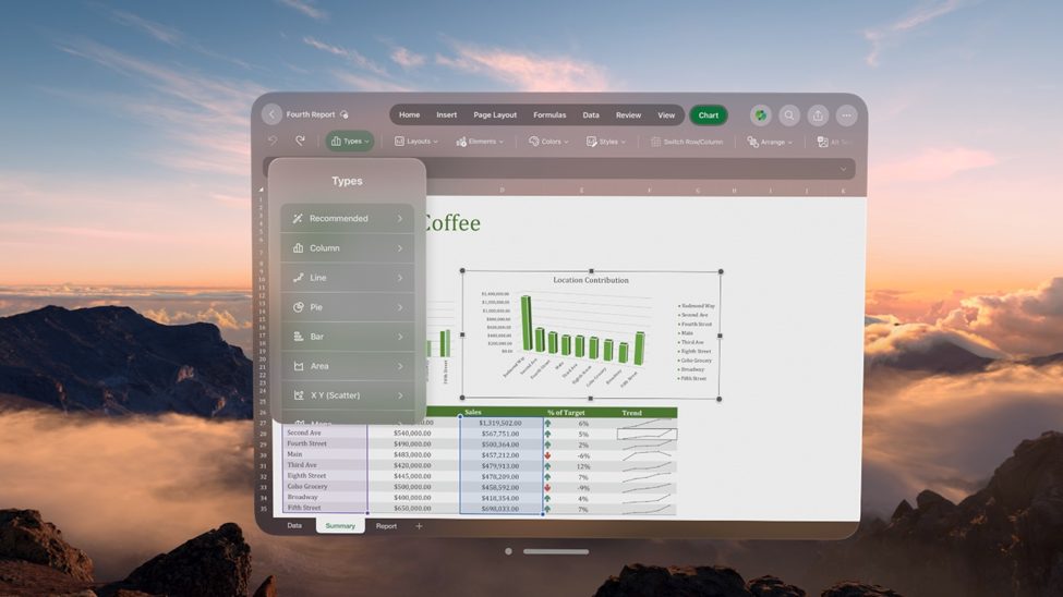 Microsoft 365应用程序正式在苹果 Vision Pro上推出