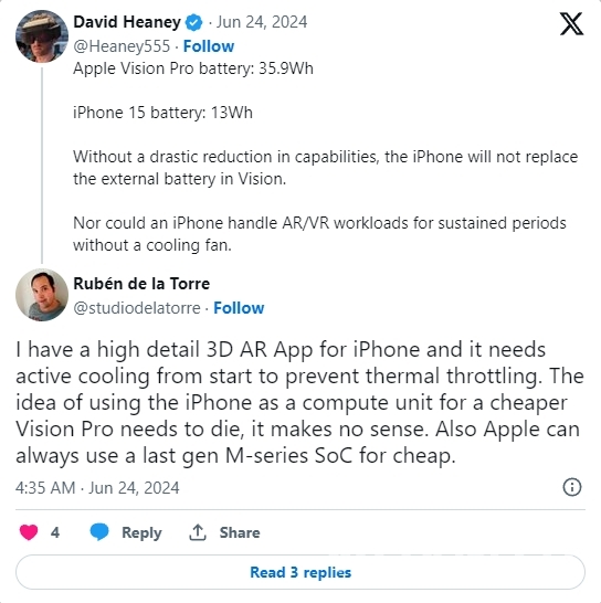 为什么iPhone 无法为 Apple Vision 供电，但可以为眼镜供电