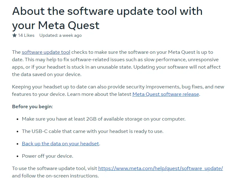 Meta 发布工具强制用户更新 Quest 操作系统