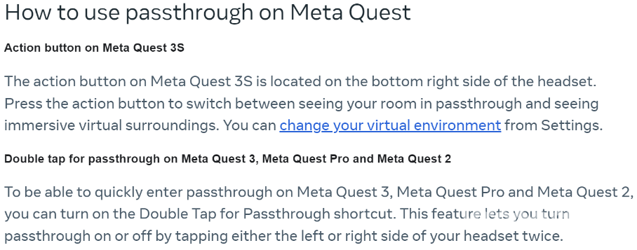 Meta官方确认Quest 3S具有透视切换按钮